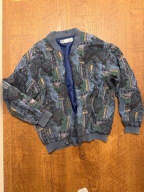 Vintage Patterned Silk Bomber Jacket